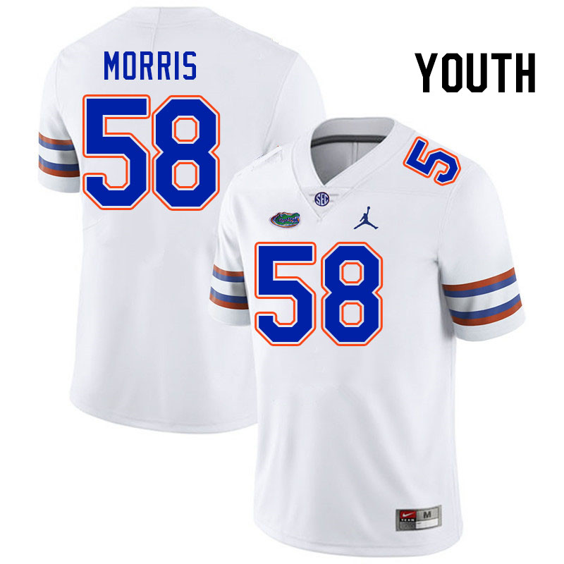 Youth #58 Andre Morris Florida Gators College Football Jerseys Stitched-White